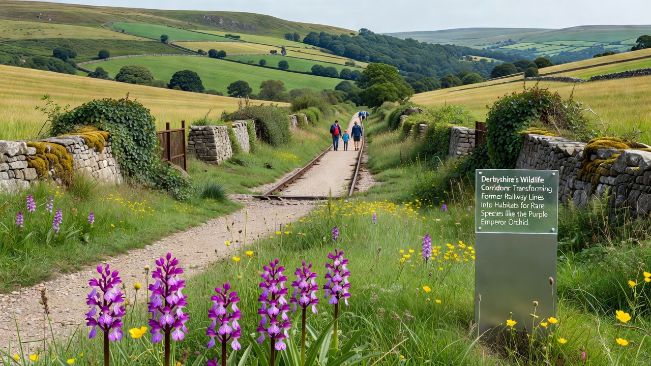Volunteers conducting biodiversity surveys along a Derbyshire wildlife corridor with clipboards and recording equipment among orchid rich grassland